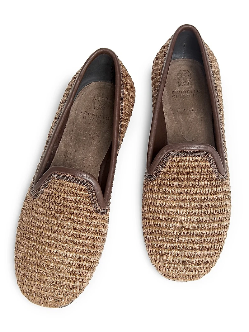 Techno Raffia & Leather Slippers