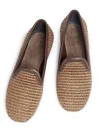 Techno Raffia & Leather Slippers