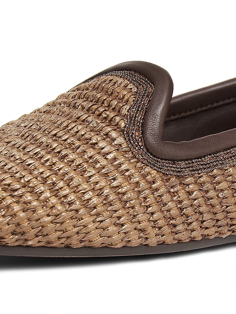 Techno Raffia & Leather Slippers