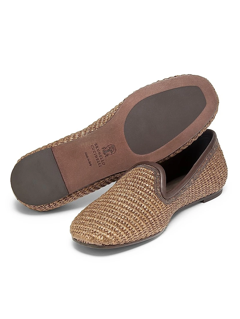 Techno Raffia & Leather Slippers