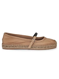 Monili-Embellished Leather Espadrilles