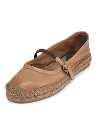 Monili-Embellished Leather Espadrilles
