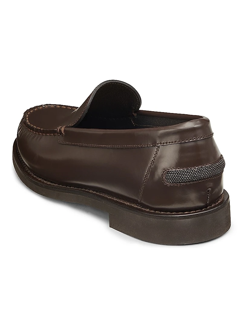 Monili-Detailed Leather Loafers