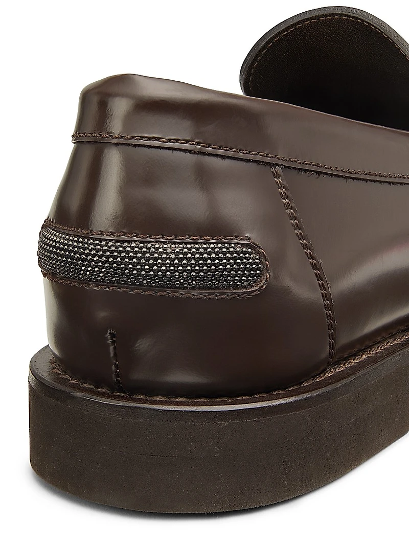 Monili-Detailed Leather Loafers