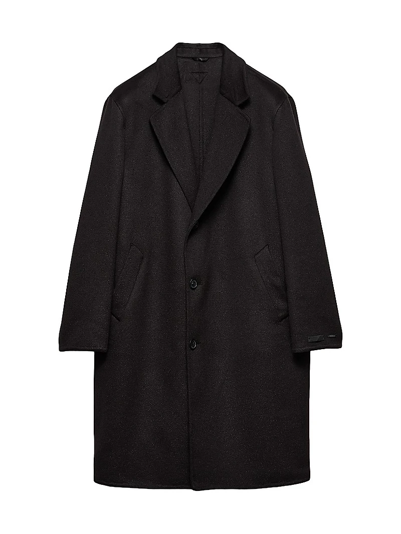 Single-Breasted Wool Blend Coat