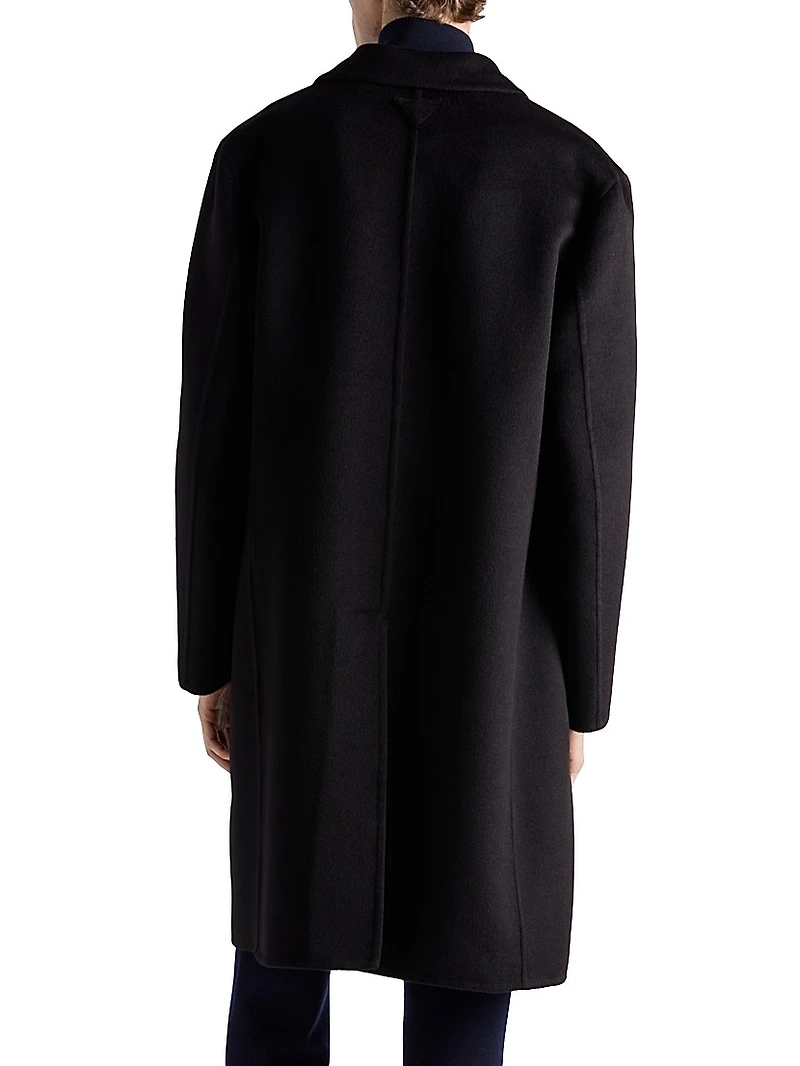 Single-Breasted Wool Blend Coat