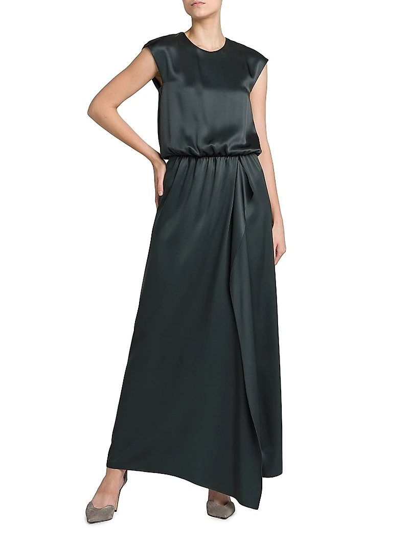Double Silk Satin Maxi Dress