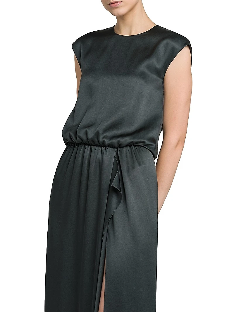 Double Silk Satin Maxi Dress