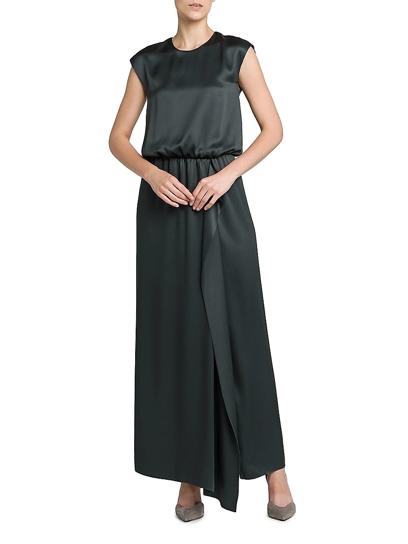 Double Silk Satin Maxi Dress