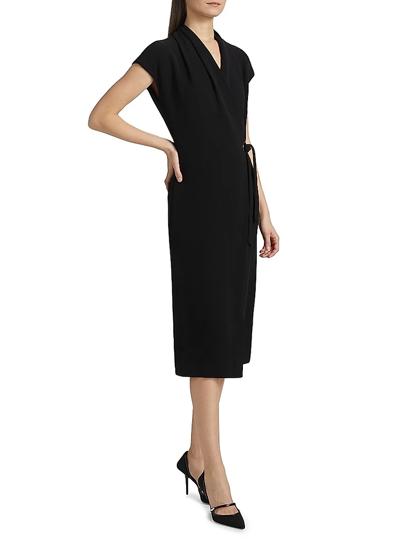 Silk Wrap Midi-Dress
