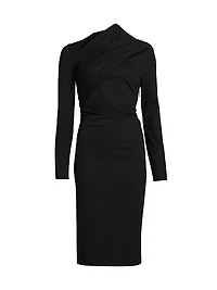 Draped Jersey Sheath Dress