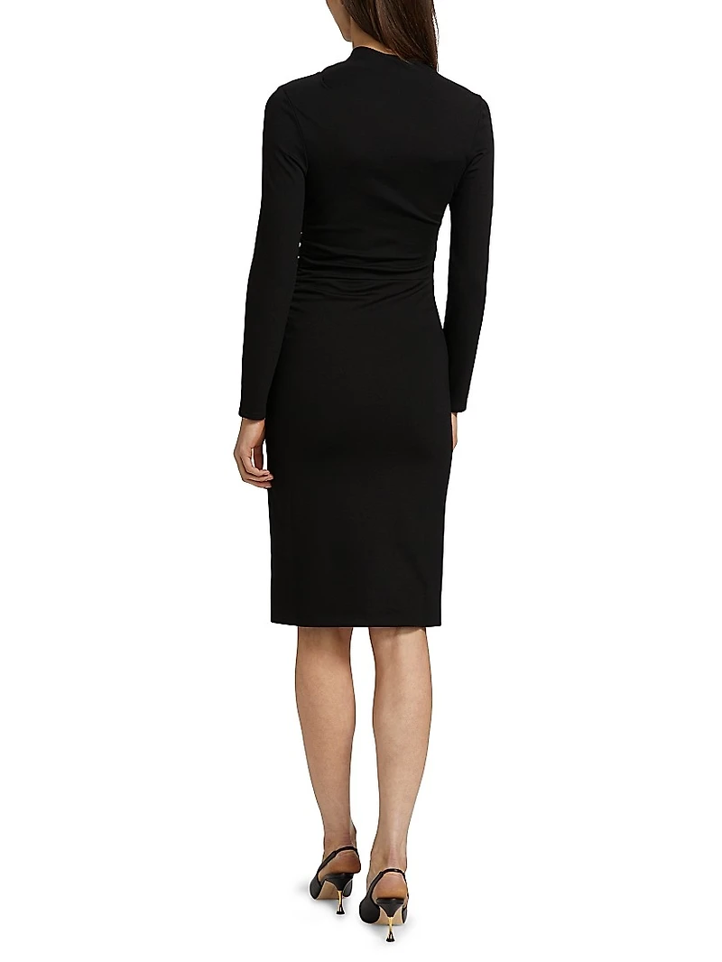 Draped Jersey Sheath Dress