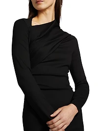 Draped Jersey Sheath Dress