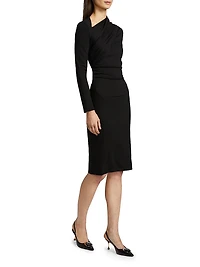 Draped Jersey Sheath Dress