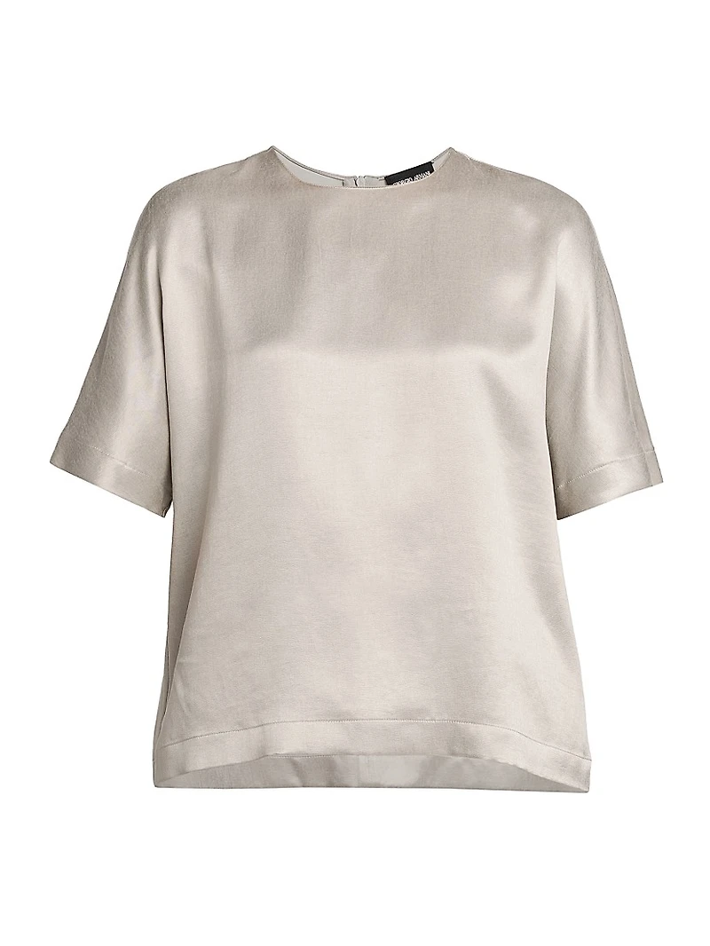 Satin Short-Sleeve Blouse
