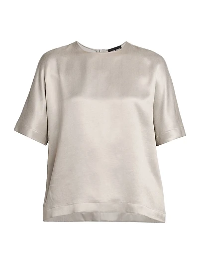 Satin Short-Sleeve Blouse