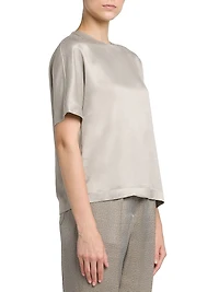 Satin Short-Sleeve Blouse