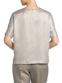 Satin Short-Sleeve Blouse