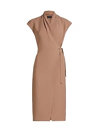 Silk High Neck Wrap Dress