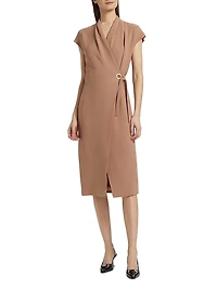 Silk High Neck Wrap Dress