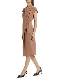 Silk High Neck Wrap Dress