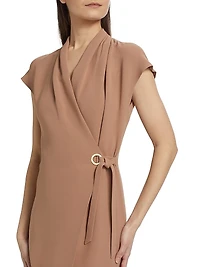 Silk High Neck Wrap Dress