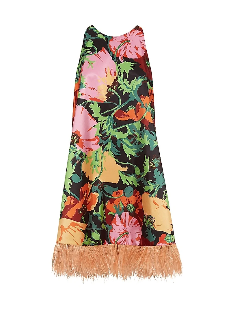 La Fenice Mini Dress with Feathers