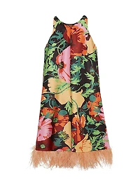 La Fenice Mini Dress with Feathers