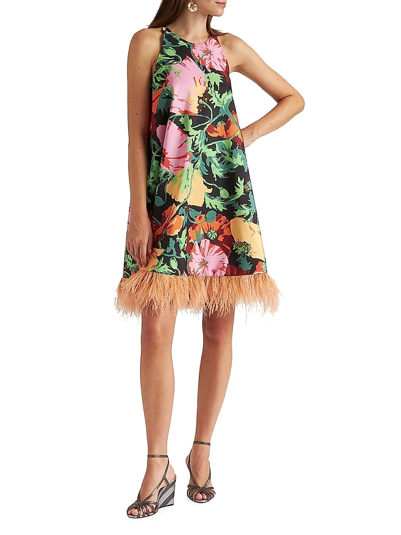 La Fenice Mini Dress with Feathers
