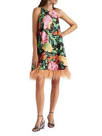 La Fenice Mini Dress with Feathers
