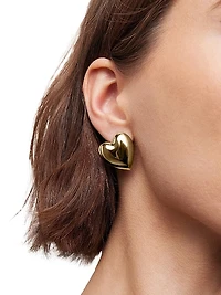 Puffy Heart 10K-Gold-Plated or Silvertone Stud Earrings