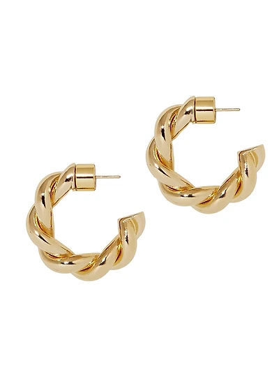 Twisted Lilly 10K-Gold-Plated Huggie Earrings