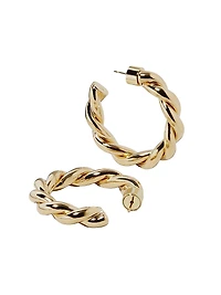 Twisted Lilly 10K-Gold-Plated Huggie Earrings
