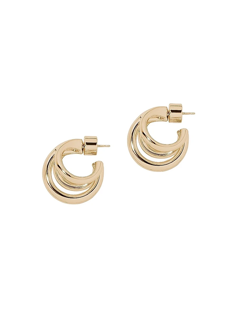 Triple Lilly 10K-Gold-Plated Huggie Earrings