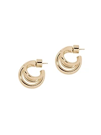 Triple Lilly 10K-Gold-Plated Huggie Earrings