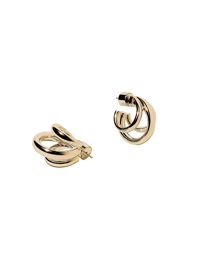 Triple Lilly 10K-Gold-Plated Huggie Earrings