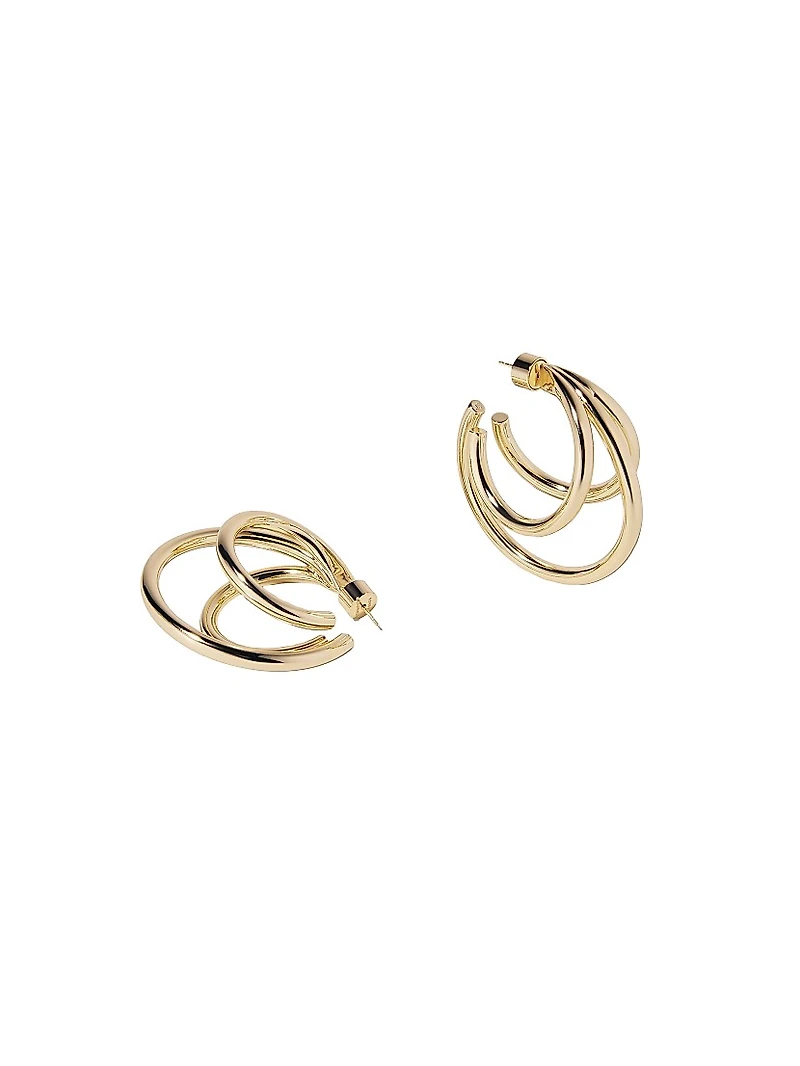 Triple Lilly 10K-Gold-Plated Huggie Earrings