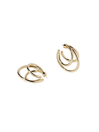 Triple Lilly 10K-Gold-Plated Huggie Earrings