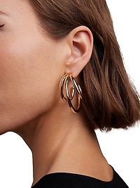 Triple Lilly 10K-Gold-Plated Huggie Earrings