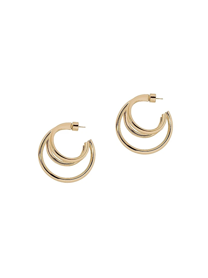 Triple Lilly 10K-Gold-Plated Huggie Earrings