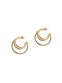 Triple Lilly 10K-Gold-Plated Huggie Earrings