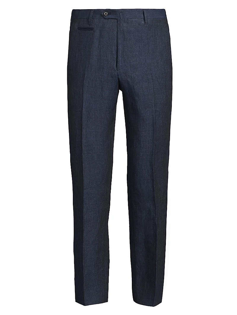Straight-Leg Linen Trousers
