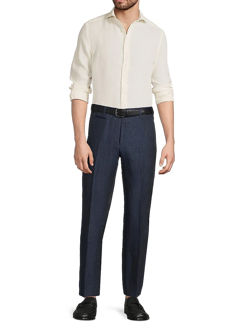 Straight-Leg Linen Trousers