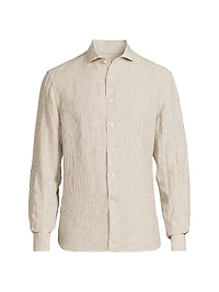 Striped Linen Button-Front Shirt