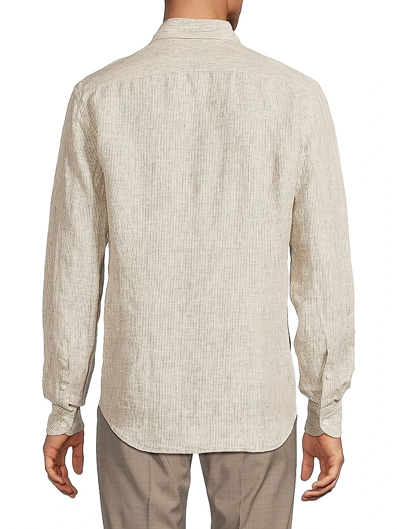 Striped Linen Button-Front Shirt