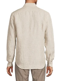 Striped Linen Button-Front Shirt