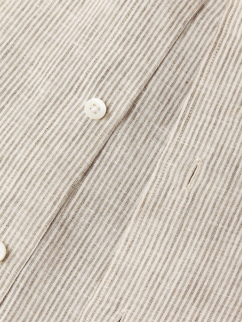 Striped Linen Button-Front Shirt