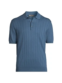 Knit Short-Sleeve Polo Shirt