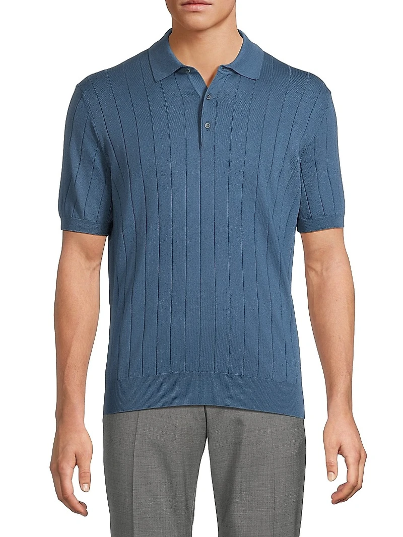 Knit Short-Sleeve Polo Shirt