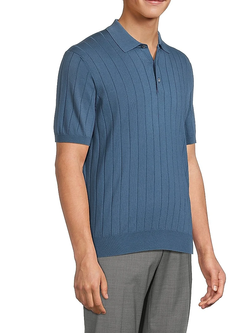 Knit Short-Sleeve Polo Shirt